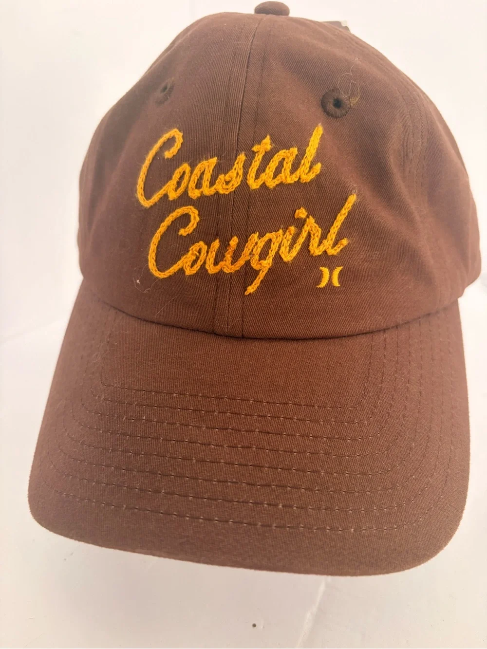 Hurley Brown Cotton Adjustable Baseball Cap with Brass Buckle